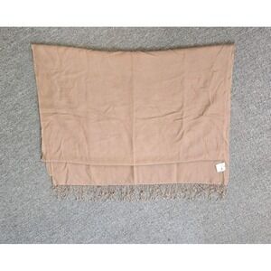 Bindya Lulla Pashmina Wool/ Slik Brown Scraf/ Wrap  Fringed Hem Read